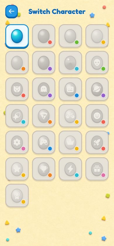Maze Trekker character collection showing unlockable colorful characters